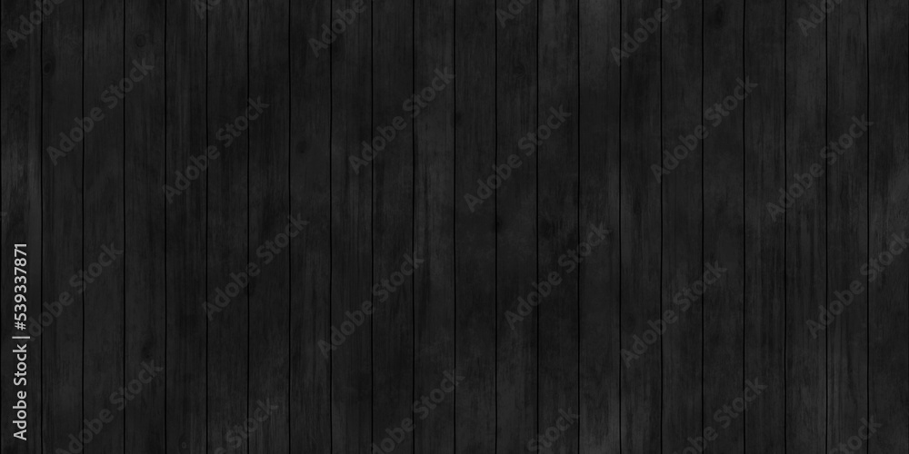 Seamless dark black grungy old wood floor board planks background