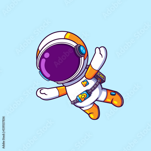 The astronaut is jumping down from the plane and flying in the sky