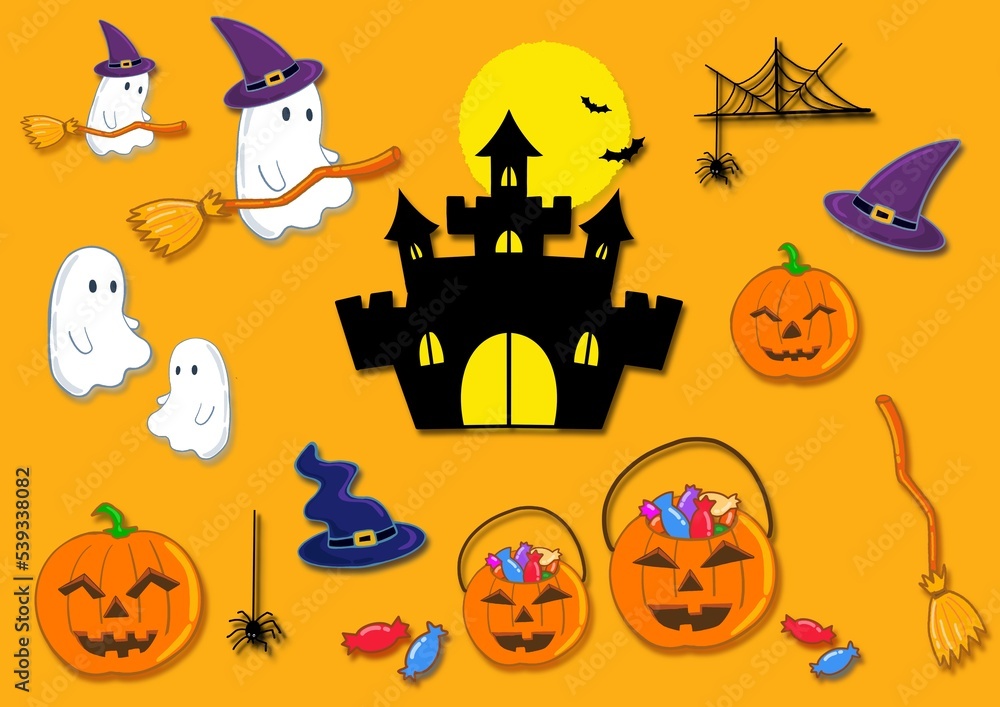 Fototapeta premium halloween set illustration 할로윈데이 일러스트레이션 