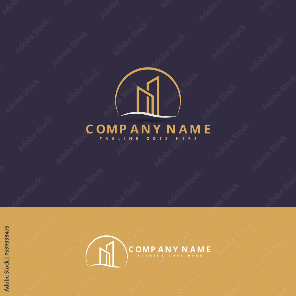 Fototapeta premium Elegant Real Estate, Building, Apartment, Palace, Architecture Logo.