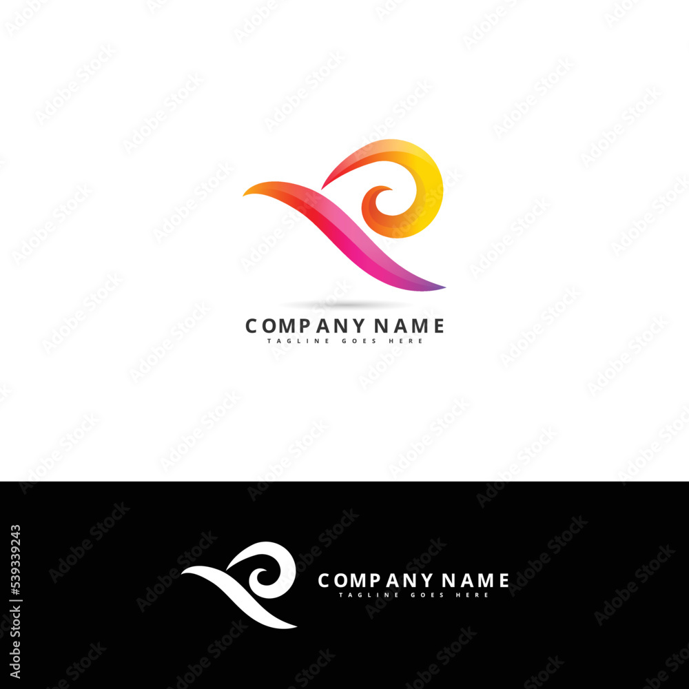 Fototapeta premium Wave vector logo. Business Icon, Abstract Wave logo design template element. Vector Illustration.