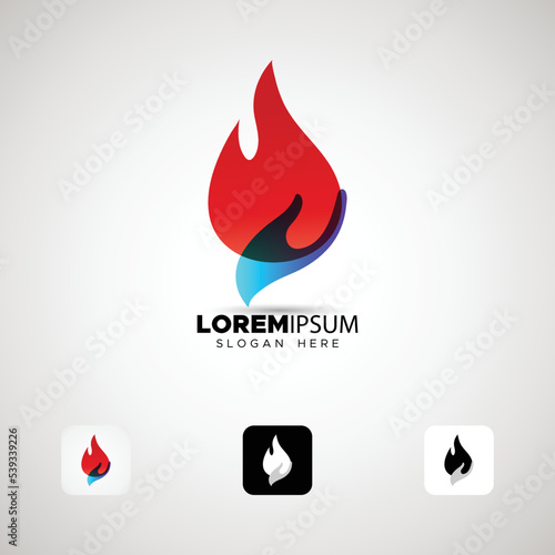 Vector sign hand and flame