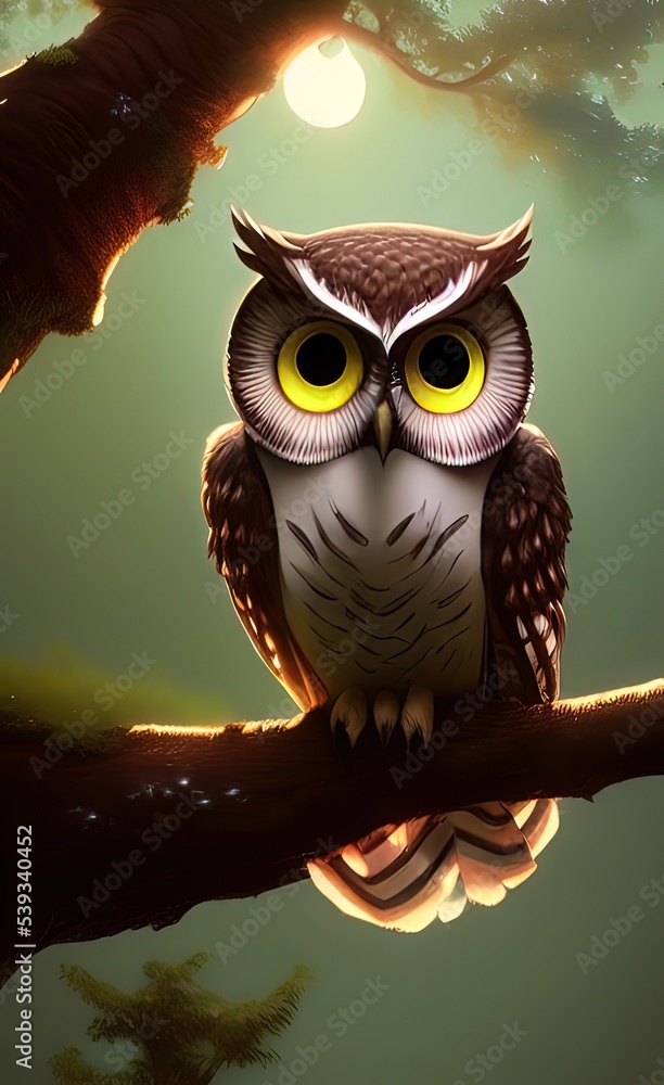 Obraz premium Night owl sitting on a branch