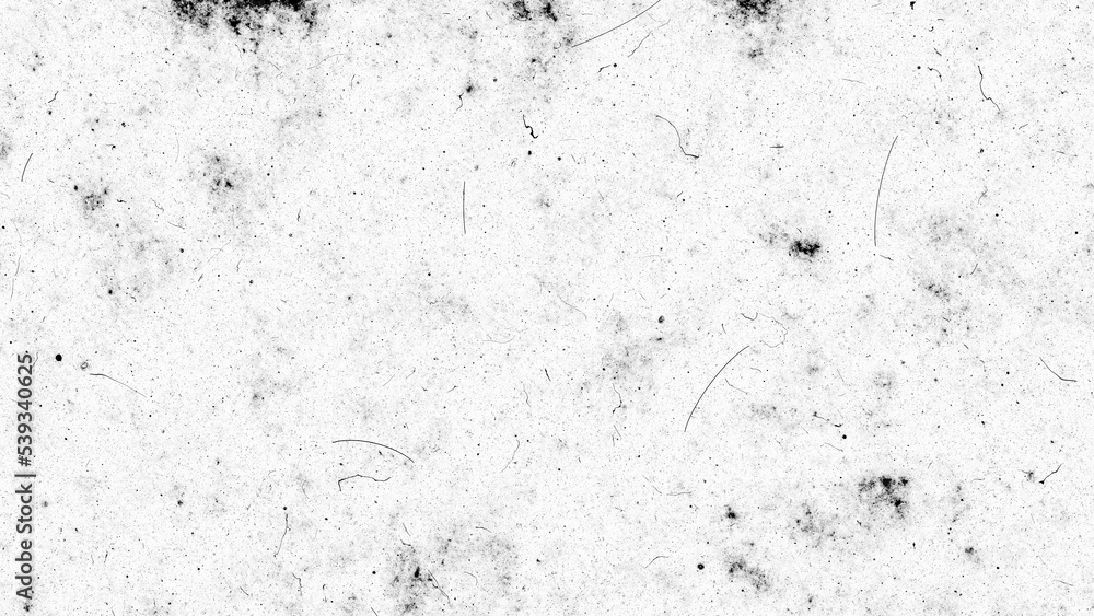 Vintage light distressed old photo dust, smudges, scratches, hairs and film grain background texture. Dirty urban grunge black and white retro noise effect isolated overlay 8k 16:9 3D rendering. - obrazy, fototapety, plakaty 