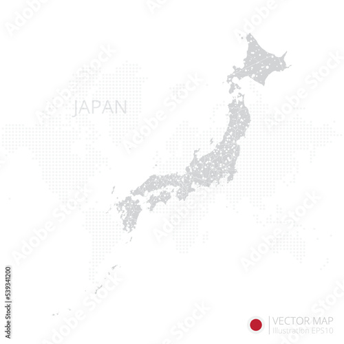 Japan grey map isolated on white background with abstract mesh line and point scales. Vector illustration eps 10