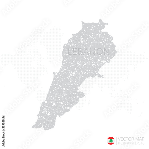 Lebanon grey map isolated on white background with abstract mesh line and point scales. Vector illustration eps 10