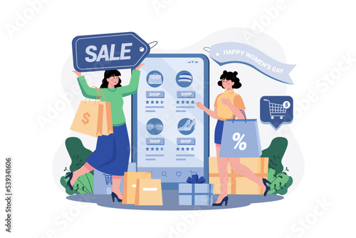 Woman shopping for a discount on March 8