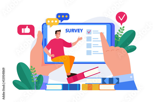 Man answering online survey.