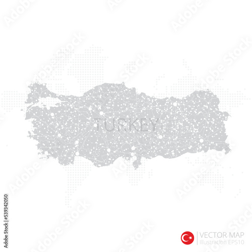 Turkey grey map isolated on white background with abstract mesh line and point scales. Vector illustration eps 10