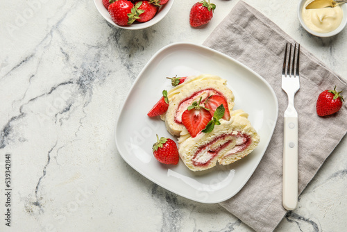Plate with slices of sweet ...