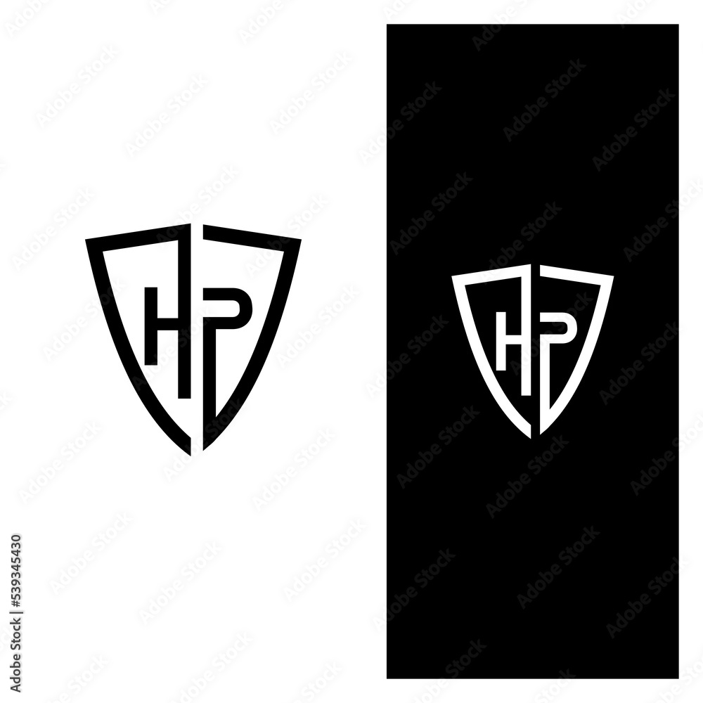 monogram flat modern HP and shield logo