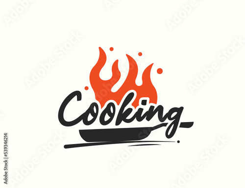 Cooking logo design with fire