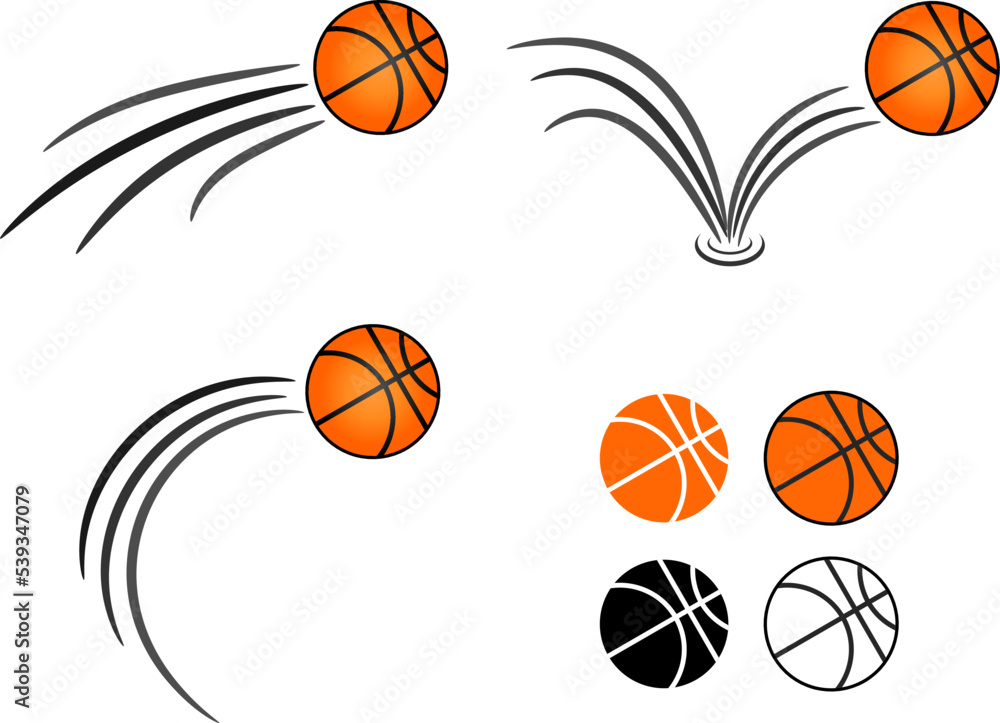 Basketball set collection. Basketball movement dribble shoot set. Vector illustration.
