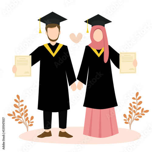 muslim couple graduated together