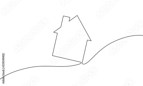 Continuous line drawing of home, business growth icon outline, object one line, single line art, vector illustration
