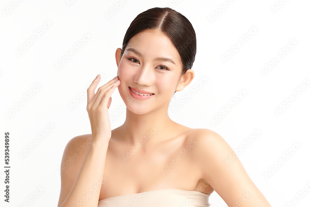 Beautiful young asian woman with clean fresh skin on white background, Face care, Facial treatment, Cosmetology, beauty and spa, Asian women portrait. Beautiful young asian woman with clean fresh skin on white background, Face care, Facial treatment, Cosmetology, beauty and spa, Asian women portrait.