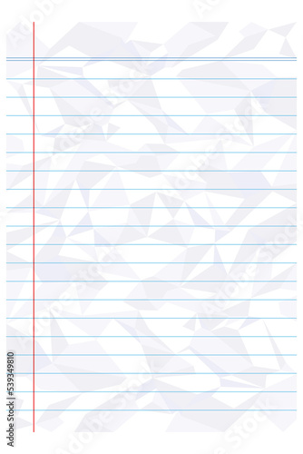 white crumpled paper withe blue line
