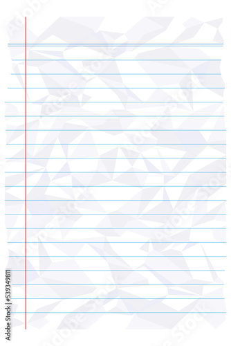 white crumpled paper withe blue line