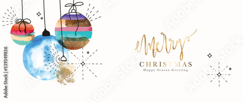 Happy Holidays, season's greetings and new year vector template with Christmas element decoration