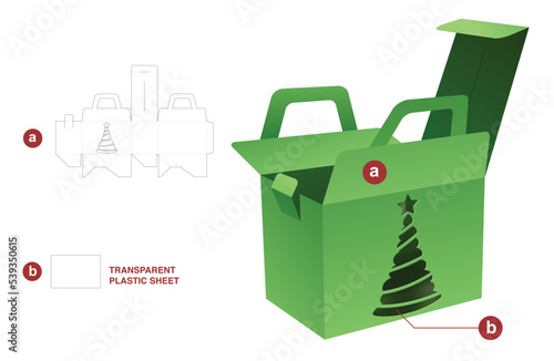Christmas box die cut template and 3D mockup