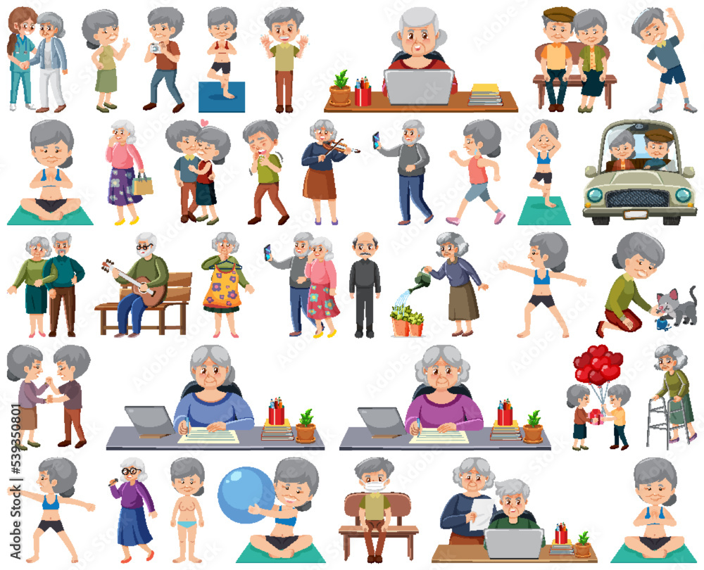 Fototapeta premium Collection of elderly people icons