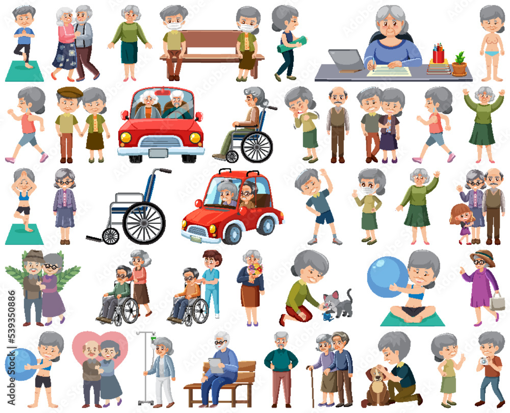 Collection of elderly people icons Collection of elderly people icons