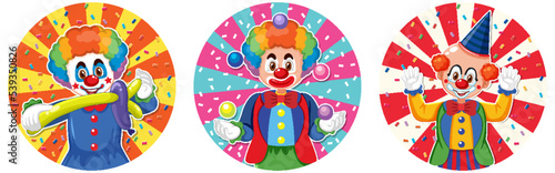 Circus clown icon on white background set