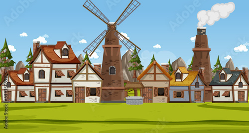 Ancient medieval village background