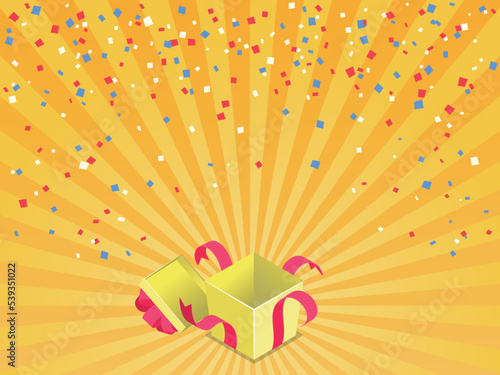 ベクター背景素材 紙吹雪＆プレゼントキャンペーン 黄色 vector Background material confetti & gift campaign yellow
