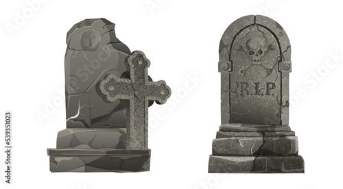 Grave icon set. Flat set of grave vector icons for web design isolated on white background