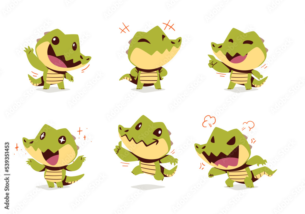 set of cute crocodile cartoon mascot character set of cute crocodile cartoon mascot character