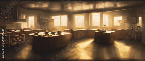 Artistic concept painting of a beautiful kitchen interior  background illustration.