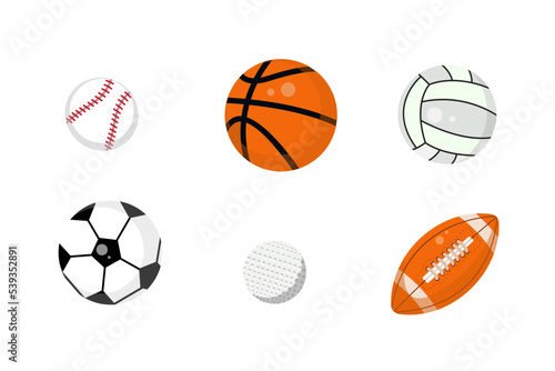 set sports ball on a white background. Vector illustration.