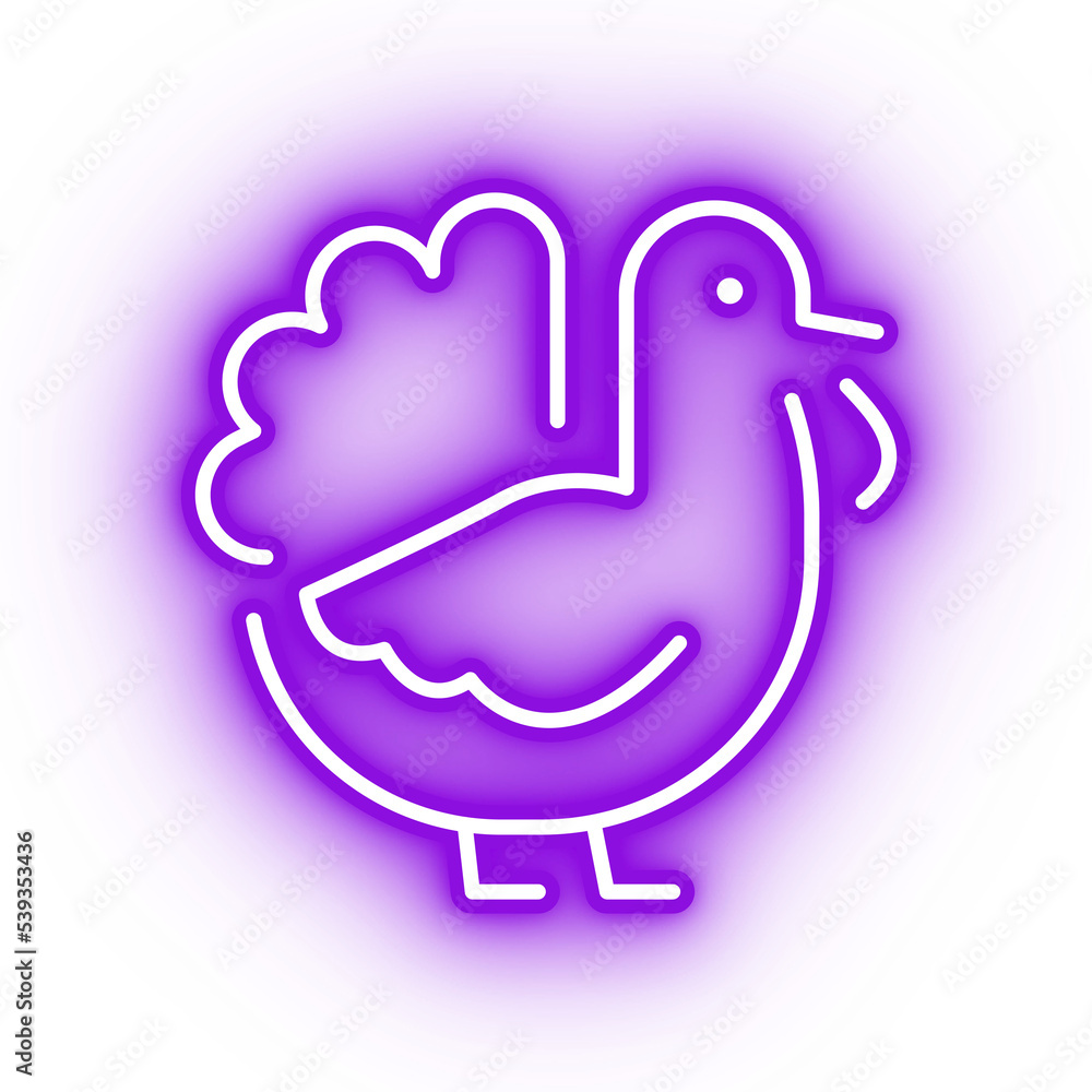 Neon purple turkey icon, bird illustration on transparent background Neon purple turkey icon, bird illustration on transparent background
