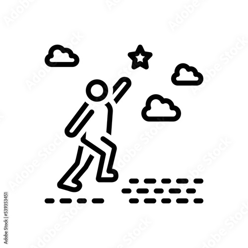 Black line icon for courage