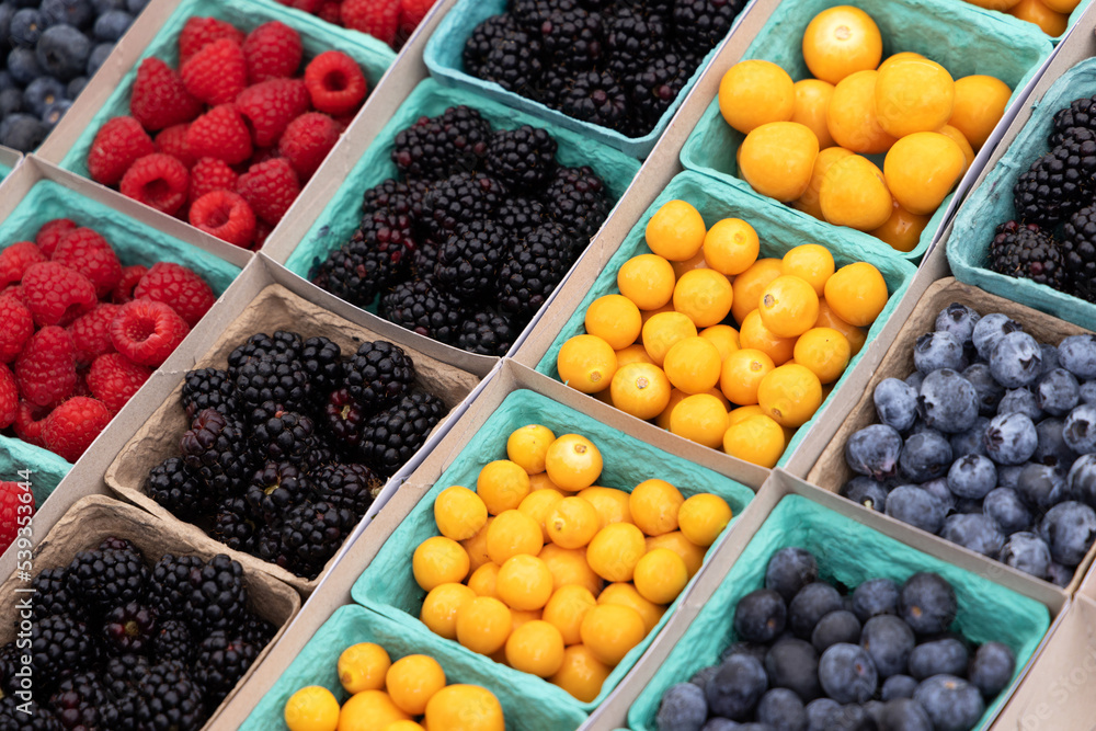 Various berries in boxes Various berries in boxes