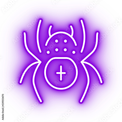 Neon purple spider icon  spider illustration on transparent background