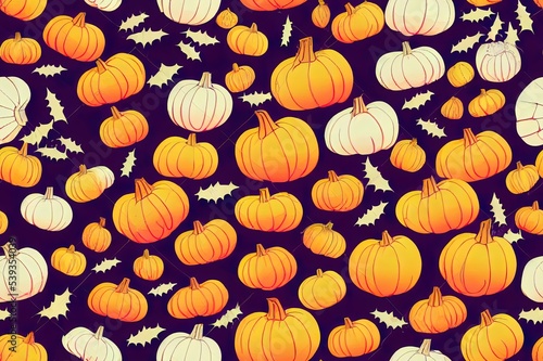 Colorful Happy Halloween seamless pattern background for spooky holiday design. October words for trick or treat banner, background, paper, or textile.. High quality Illustration