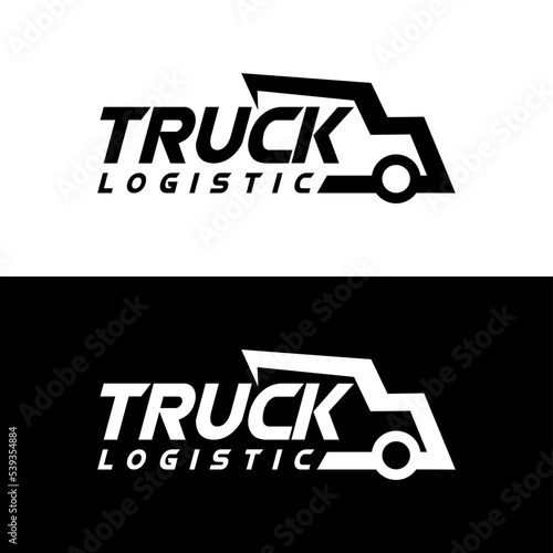 truck line logo design concept vector