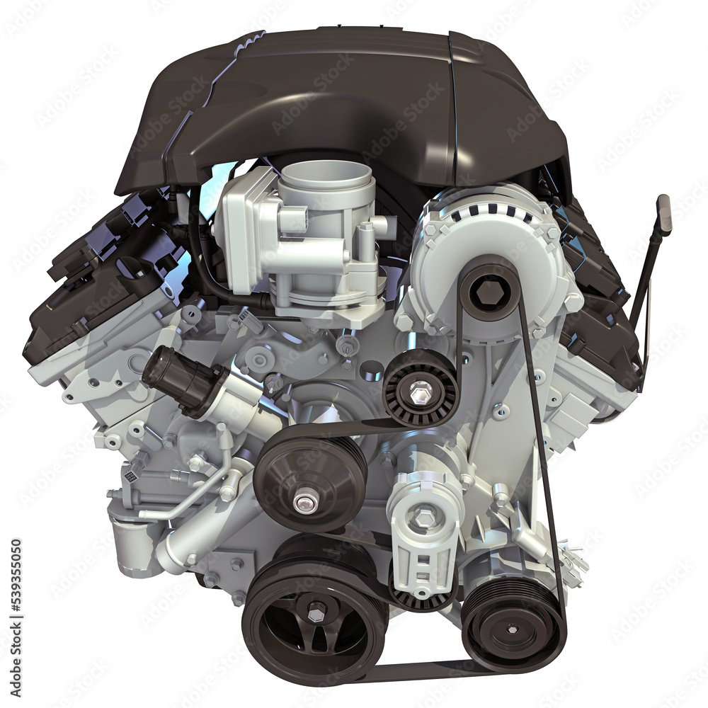 Naklejka premium V8 Engine 3D rendering on white background