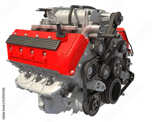 V8 Engine 3D rendering on white background