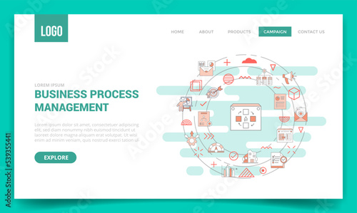 bpm business process management concept with circle icon for website template or landing page homepage