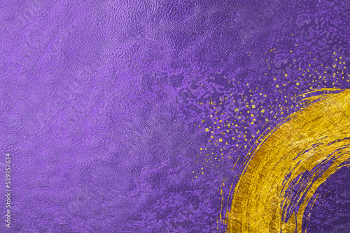 メタリックな紫_金箔模様