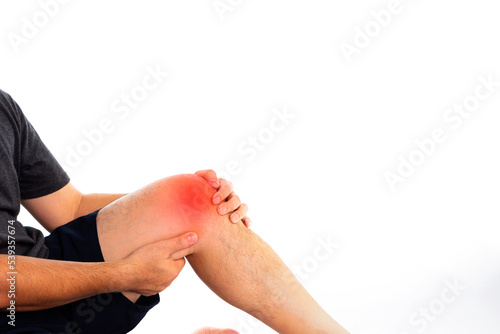 Older men or women or young adults suffer from joint pain, arthritis and tendon problems. myositis injury from exercise Pain from gout and uric acid isolated on a white background