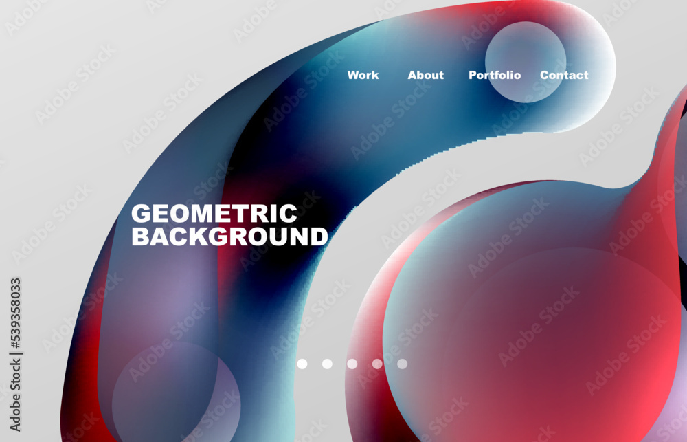 Landing page abstract liquid background. Flowing shapes, round design and circle. Web page for website or mobile app wallpaper Landing page abstract liquid background. Flowing shapes, round design and circle. Web page for website or mobile app wallpaper