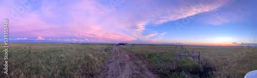 Prairie sunset panarama photo