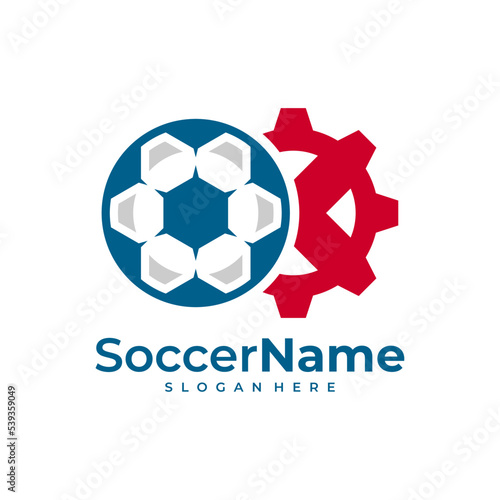 Gear Soccer logo template  Football Gear logo design vector