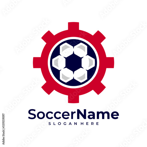 Gear Soccer logo template, Football Gear logo design vector