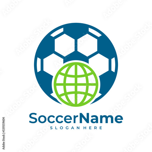World Soccer logo template  Football World logo design vector