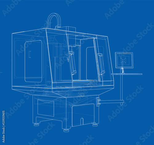 Metalworking CNC milling machine. Vector